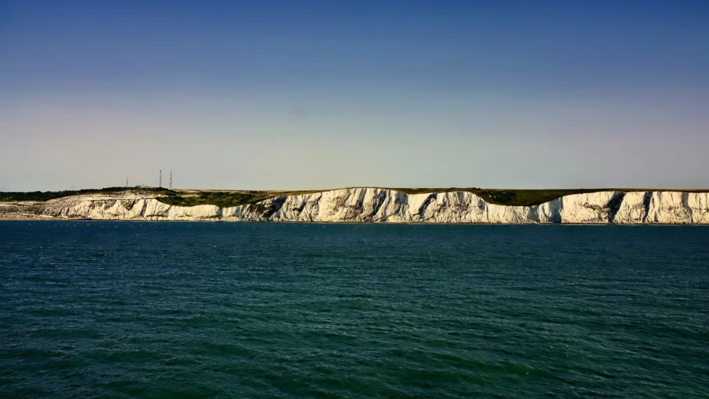 Cliff shoreline with ocean in foreground
