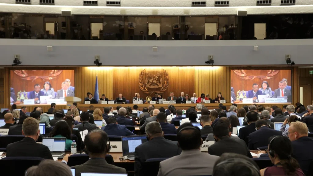 official photo of full meeting hall at International Maritime Organisation headquarters in London