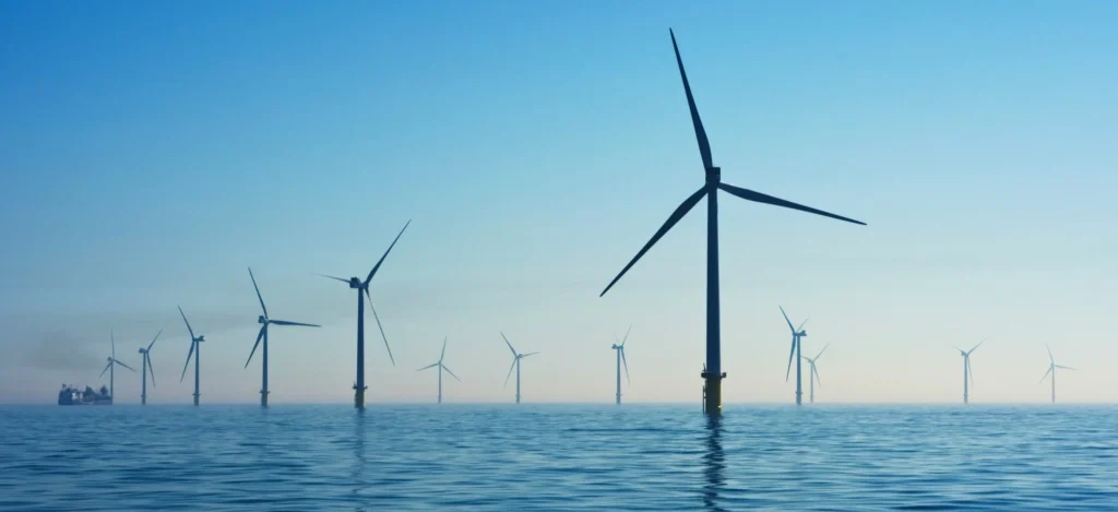 off coast wind farm at sea
