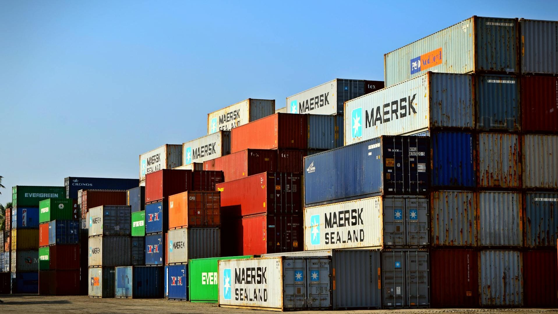 Colourful boxes of shipping cargo