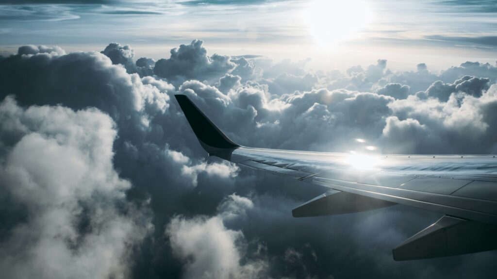Airplane in the coulds