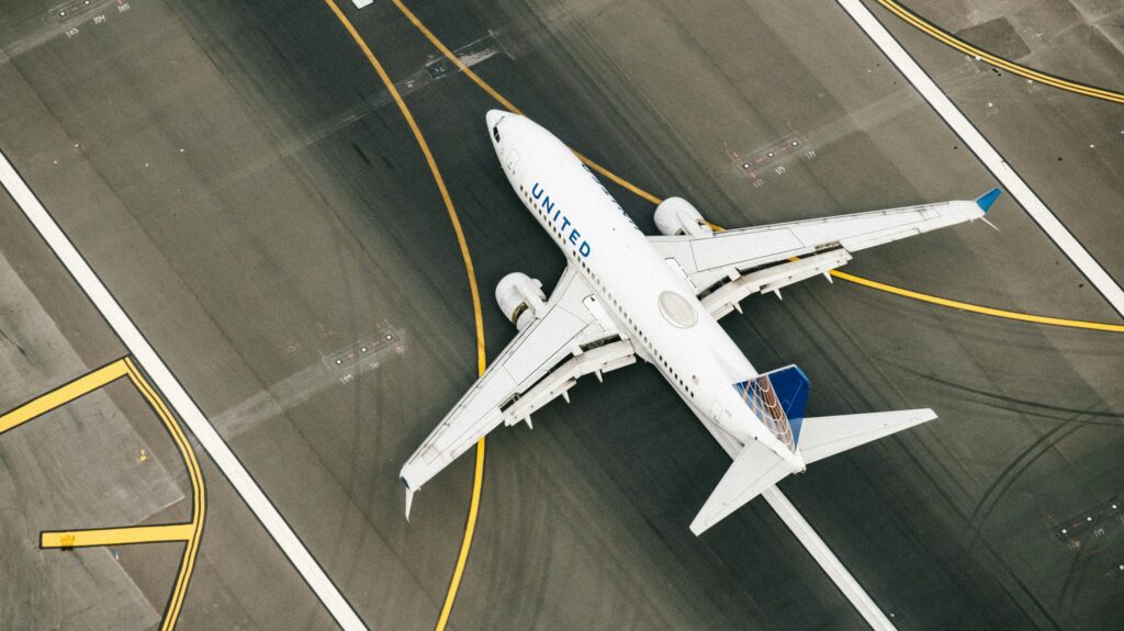 Airplane on airport runway