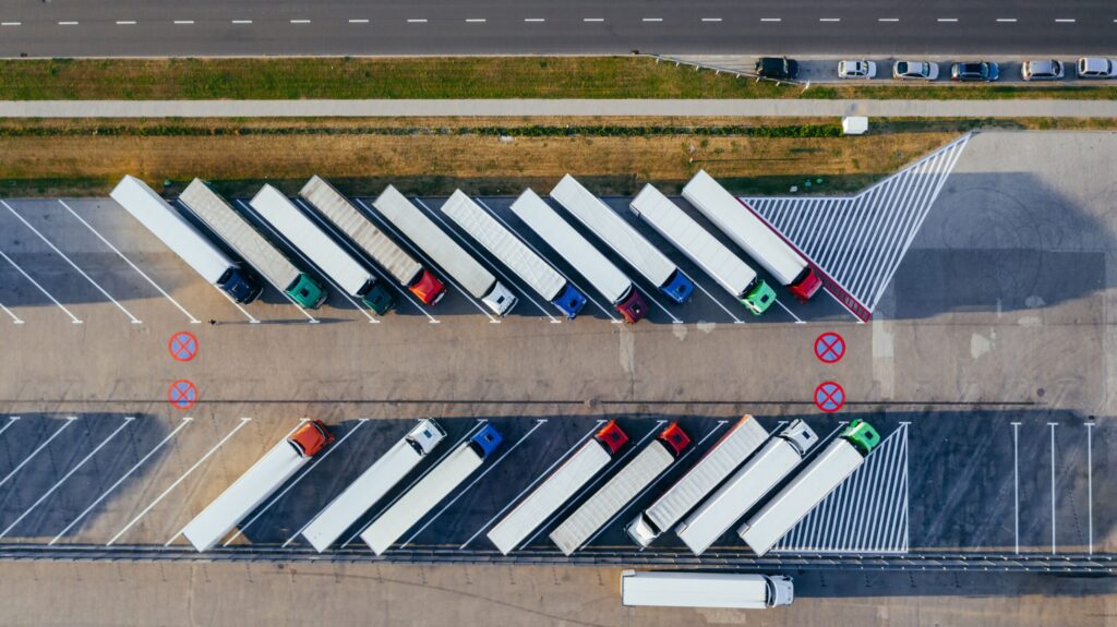 Trucks parked in a carpark