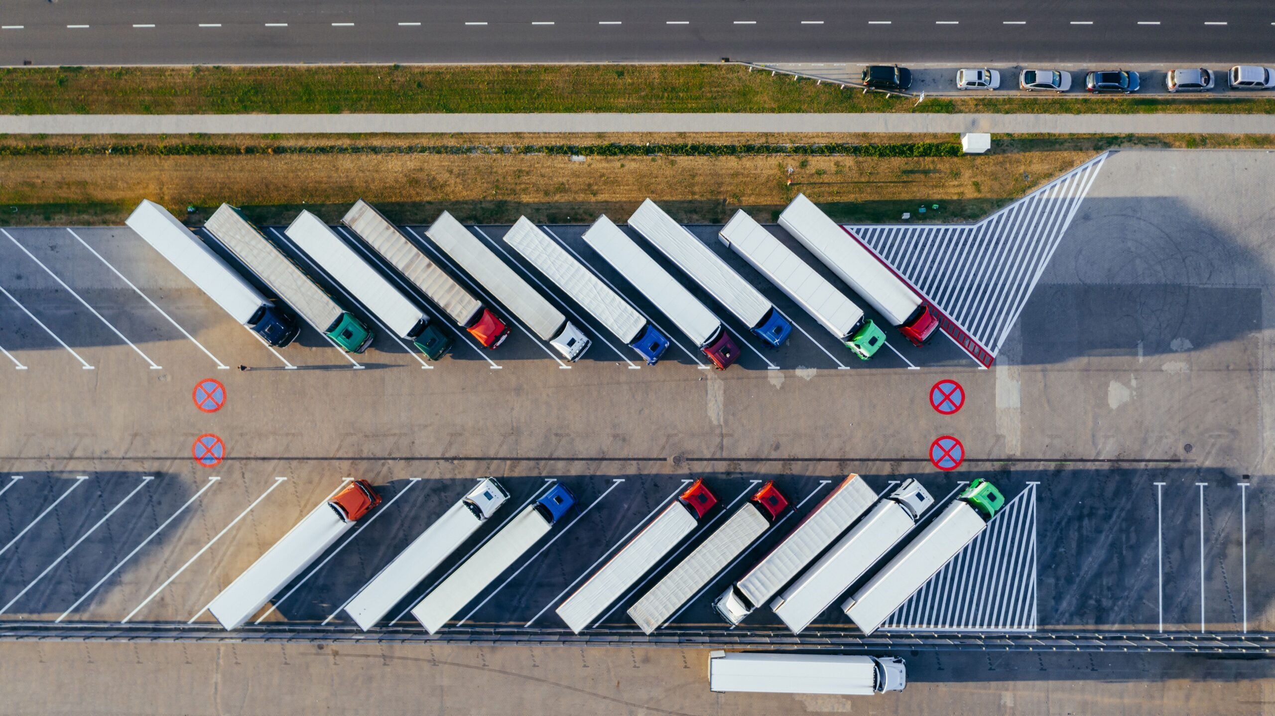 Trucks parked in a carpark